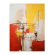 Yellow Red Abstract Painting Canvas Print