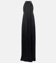 [Stella McCartney] Stella McCartney Embroidered halterneck gown AU 6 black
