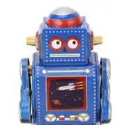 (Blue)Wind Up Robot Toy Hand Made Decorative Vintage Clockwork Robot Toy AC