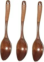 iplusmile Elegant Wooden Soup Spoon Set Long Handle Multipurpose Scoops for Cooking Asian Spoons