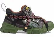 Gucci Womens Journey Flashtrek Crystal Green Purple Hiker Low Boot Sneaker 35