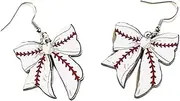 Rugby Football Baseball Bow Earrings World Cup Game Wooden Earrings for Ball Fans