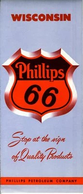 1952 Phillips 66 Road Map: Wisconsin NOS