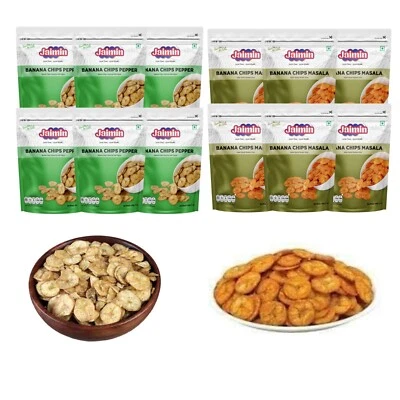 Jaimin Banana Chips 175g x6 – Masala or Pepper | Full Box | Spicy Indian Snack