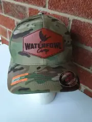 Waterfowl Camp Leather Patch Front MultiCam Yupoong L-XL FlexFit Hat Cap New