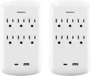 Micmi Wall Outlet Extender with USB C Wall Charger Outlets Surge Protector 2PACK