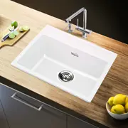 Simplus Kitchen Sink Granite Stone Sink Laundry Bathroom Bar Basin Under/Top/Flush Single Bowl White