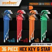 HORUSDY 36Pc Hex & Torx Key Set Extra Long Allen Wrench Ball End Tamper Proof