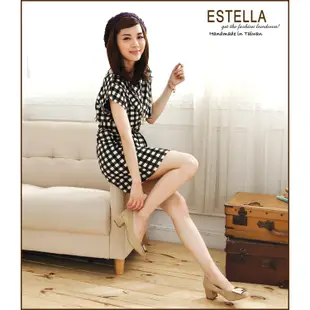 ESTELLA-全真皮時尚方釦粗跟鞋【EH500054】