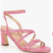 Cole Haan Women's Addie Strappy Sandal Heel, Camelia Rose Leather-Size 7.5
