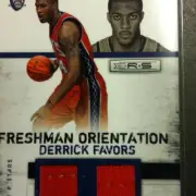 2010 Panini R&S Freshman Orientation Game Jersey Derrick Favors Nets