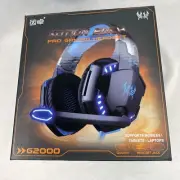 Kotion Each G2000 Pro Over-Ear Gaming wired Headset w/ LEDs & Mic, Blue, NEW