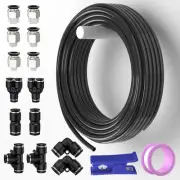 Black 8Mm or 5/16'' Air Line Industrial PU Trachea Air Intake Hose Line Kit Fitt