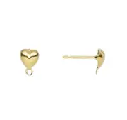 100 Gold Hollow Half Heart with Loop Earstuds Earrings Stud Post Bead Findings