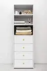 NNEDSZ GENEVA 3 SHELF 4 DRAWER BUILT IN WARDROBE - WHITE - HAMPTON - ROUND BRASS