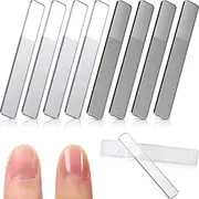 8 Pieces Nano Glass Nail Shiner Glass Nail Files Crystal Nail Shine Buffer Polisher with Case for Natural Nails (Black and White)