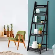 Display Shelf 5 Tier Wooden Ladder Stand Storage Book Shelves Rack Coffee