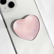 Covhv Transparent Heart Shaped Mobile Phone Grip, Pink Resin Folding Stand, Phone Grip with Expanding Kickstand, Suitable for iPhone Smartphones, Kindle E-Readers