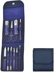 Manicure Set Color Contrast sets Nail Clippers Cutter Tools Kits Stainless Steel Pedicure Travel Case for Man Woman,10PC blue