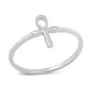 Ankh Cross Sterling Silver Ring Size 3-9 NEW