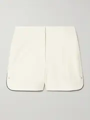[Max Mara] Max Mara - Orbita Embellished Cotton-blend Canvas Shorts - White - UK 14 UK 14 White