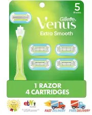 4 Gillette Venus Embrace Extra Smooth Razor Blades Refills Cartridges Handle