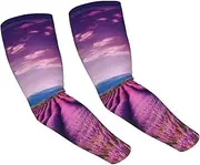 [FHEDVBN] lavender fields Arm Sleeves Compression Arm Covers for Men Women Outdoor Sun Sleeves Cooling Sports Sleeve, Black