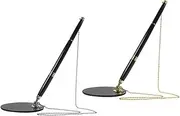 VILLFUL Signature Pen Gel Counter Pen Holder with Chain Adhesive Metal Stand on a Chain for Reception Desk