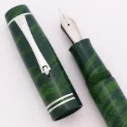 Lotus Author Fountain Pen - Spiral Green Teal Ebonite CT, Piston, JoWo 6 Nibs
