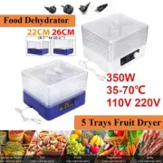 350W 22-26cm Adjustable Jerky Maker 35-70℃ Food Dehydrator 5 Trays Fruit Dryer