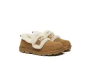 AUSTRALIAN SHEPHERD® UGG Slippers Women Sheepskin Wool Ankle Rilee Loafers - Chestnut / AU Ladies 7 / AU Men 5 / EU 38
