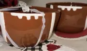 Rae Dunn FOOTBALL Shaped OFFENSE DEFENSE Serving Bowls NEW Set of 2