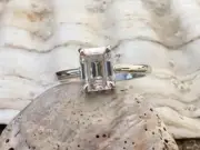 3.80 Ct Emerald Cut White Diamond Art Deco Vintage Engagement Ring 925 Silver