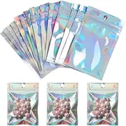 100/200 Iridescent Zip Bags Pouch Food Storage Laser Bag Holographic Makeup, and Small Items