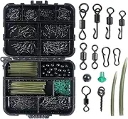 Premium 300-Piece Copper Silicone Fishing Tackle Kit with Swivels, Pins, Hook Stoppers, and Storage Box for Freshwater and Saltwater Fishing