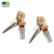 Lock On Clip Inflator Ball Tire Valve Stem Steel Fitting Air Tyre Chuck 2pc