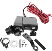 AUTSUPPL Motorcycle Dual USB Phone Charger with Voltage Display Voltmeter and Off Switch for Phones GPS and Tablets Compatible