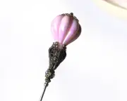 10 inch HATPIN with LIGHT PINK Baroque PEARL in Gothic Silver Setting 10"