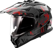 LS2 MX702 Pioneer II Crazy, adventure helmet , color: Grey/Black/Red , size: M