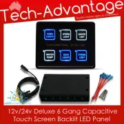 12V/24V 6 GANG BACKLIT NIGHT TOUCH PAD CONTROL BOAT/CARAVAN/MARINE SWITCH PANEL