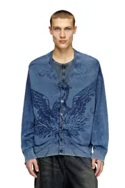 [Diesel] Diesel - Indigo cardigan with Phoenix logo - Knitwear - Man - Blue S Blue