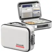 Fireproof Money Box with Lock, Hard Case Cash Organizer Hard-Shell Design Fir...