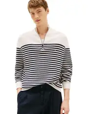 [Tommy Hilfiger] Textured Quarter-zip Jumper in Cream