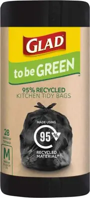 Glad To Be Green 95% Recycled Kitchen Tidy Bags with Wavetop Tie, Medium 27L,...