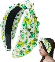 [Generic] St. Patrick's Day Headband - Irish Holiday Headband | St. Patrick's Day Headband Green Shamrock Headband Embellished Crystal Rhinestone Headband for Irish Holiday Hair Accessory