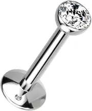 [TWILIGHT LONDON] 2mm Bezel Set Solitaire Crystal Labret Earring in Implant Grade Titanium, 16 Gauge Internally Threaded Labret Design, Designed for Comfort, Perfect for the Helix, Tragus, Flat or