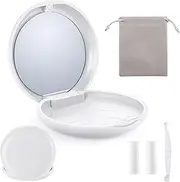 B Rush Retainer Case For Invisalign Aligner, with 2 Pcs Chewies, Aligner Removal Tool And Portable Travel Bag, Mirror Clear Braces Dental Storage Case, Snap Closure Orthodontic Container (White)