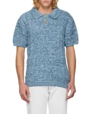 Coarse wool knitted Polo shirt XS Blue