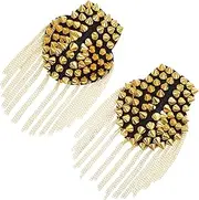 Operitacx 3pcs Pair Pair Rivet Tassel Chain Epaulet Shoulder Boards Badge for Men's Costume Fancy Dress Party