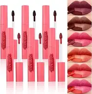 BeauFairy 6PC Matte Lip Stain, Peel Off Lip Tint, Lip Tattoo, High Pigmented Tear-off Lip Gloss, Moisturizing Hydrating Liquid Lipsticks Set, No-Sticky Lip Balm Oil, Lip Care for All Skin Tones, 179